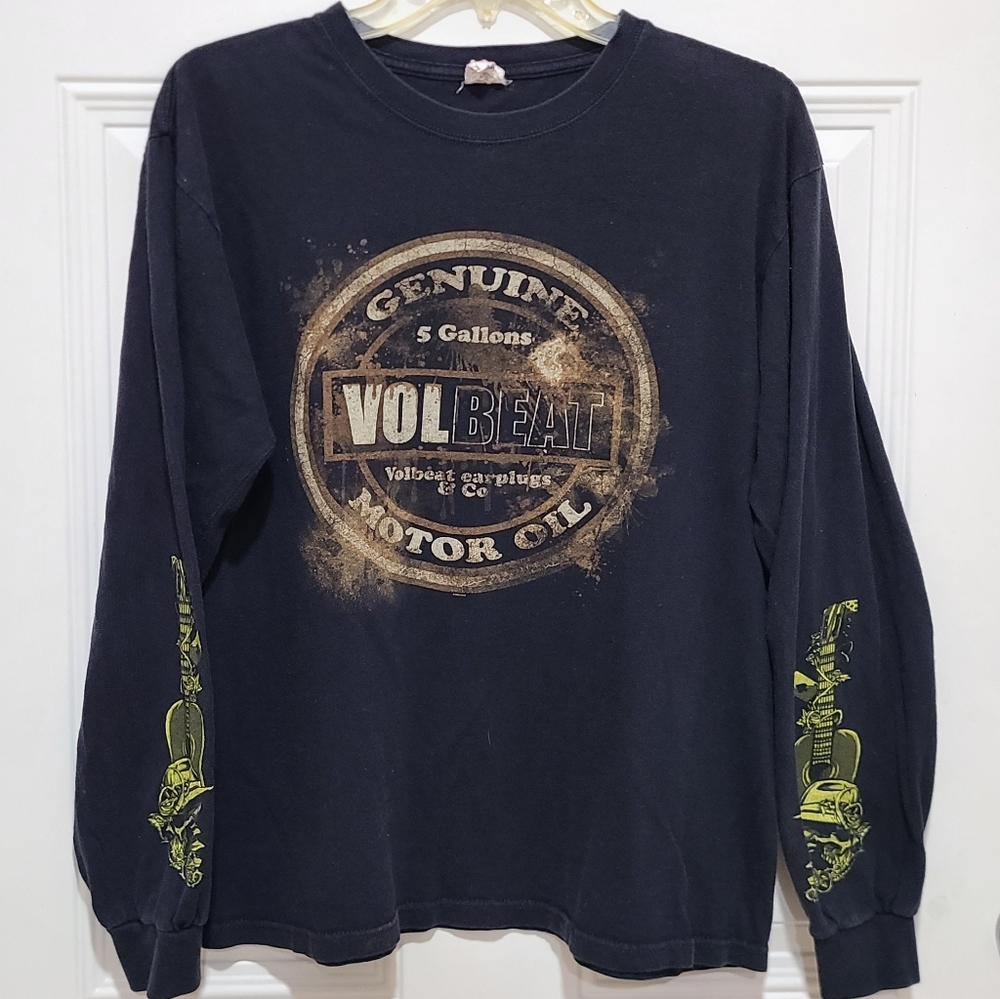 Volbeat Motor Oil M Medium Tour Black Long Sleeve Shirt Punk Metal Alternative